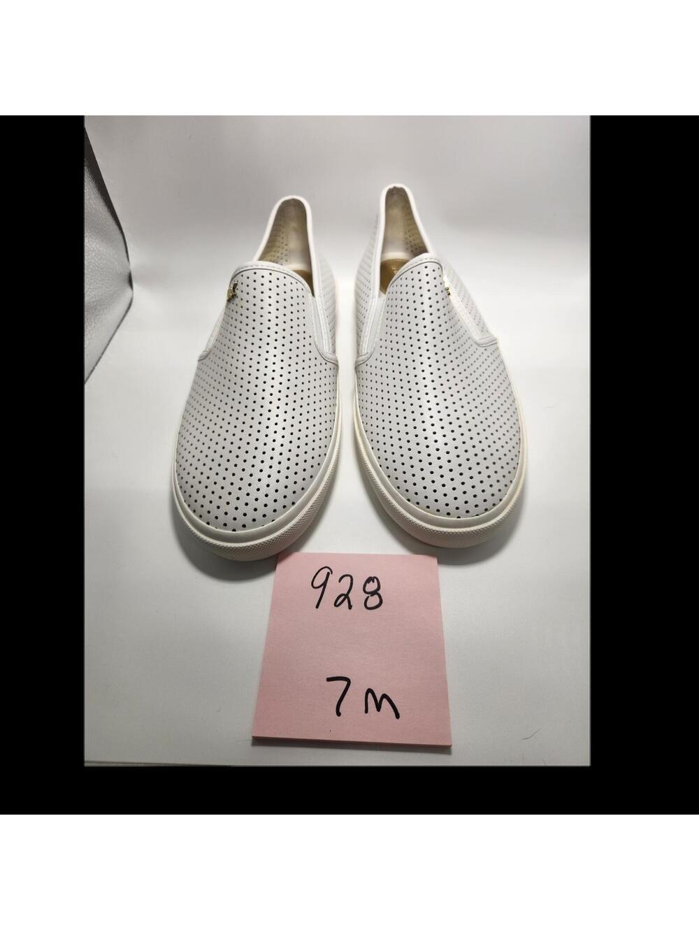 Michael Kors Women’s White Leather Perforated Slip-On Flats Round Toe US 7M